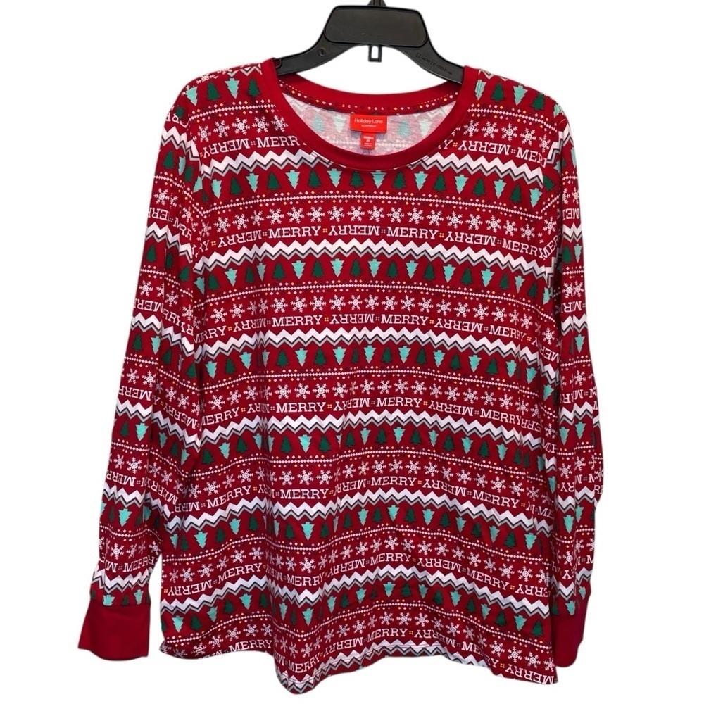 Holiday Lane Merry Mix It Cotton Matching Family Pajamas TOP ONLY 2X New